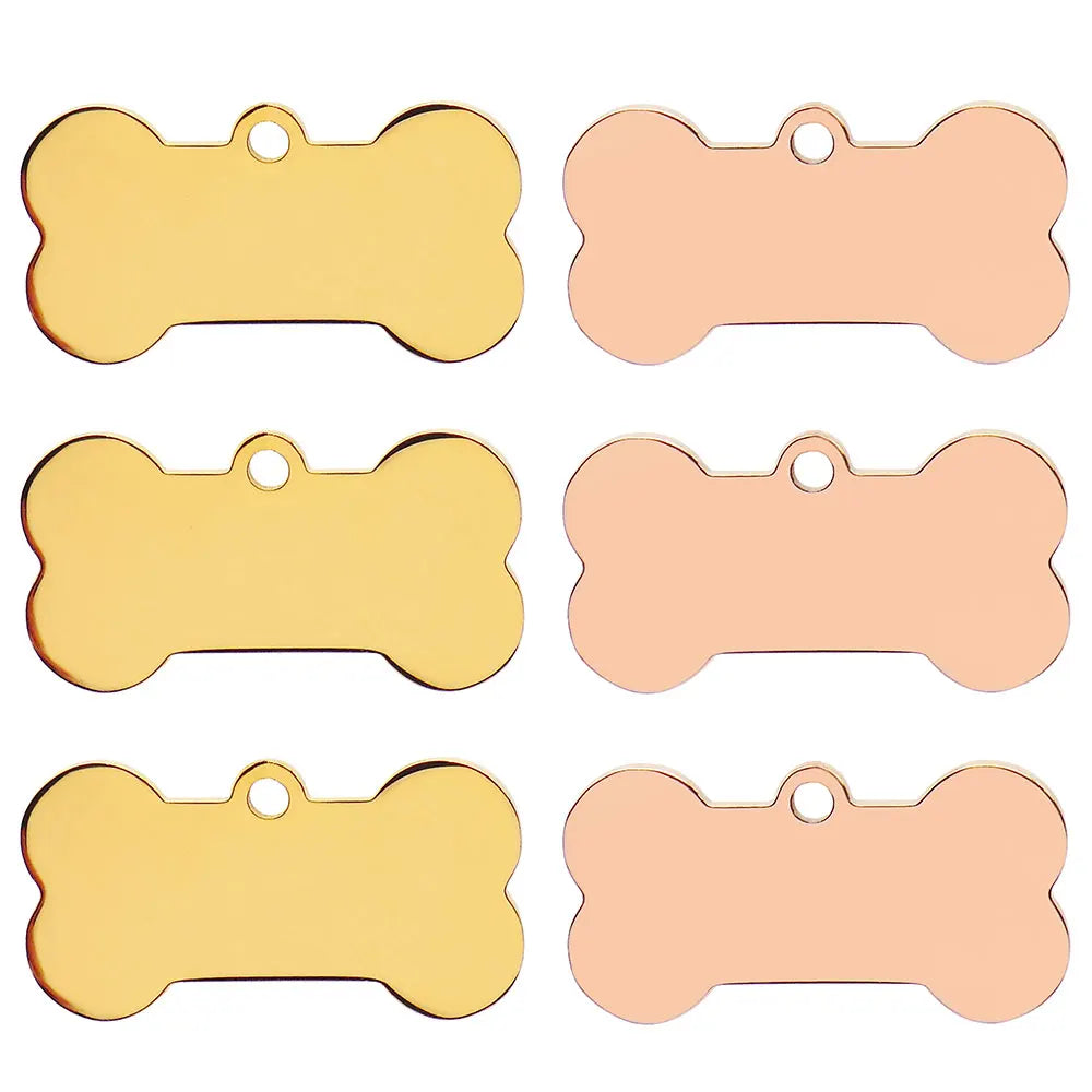 Stainless Steel 20Pcs Bone Dog ID Tag Keychain Engraved Pet ID  Personalized Collar Tags Pendant Keyring Bone Pet Accessories