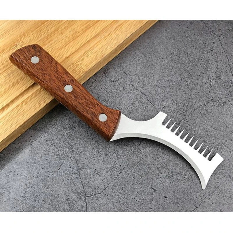 403 Stainless Steel Wide Tooth Green Onion Slicer Kitchen Solid Wood Handle Onion Cutter Shredder Vegetable Cutting Gadget Tool