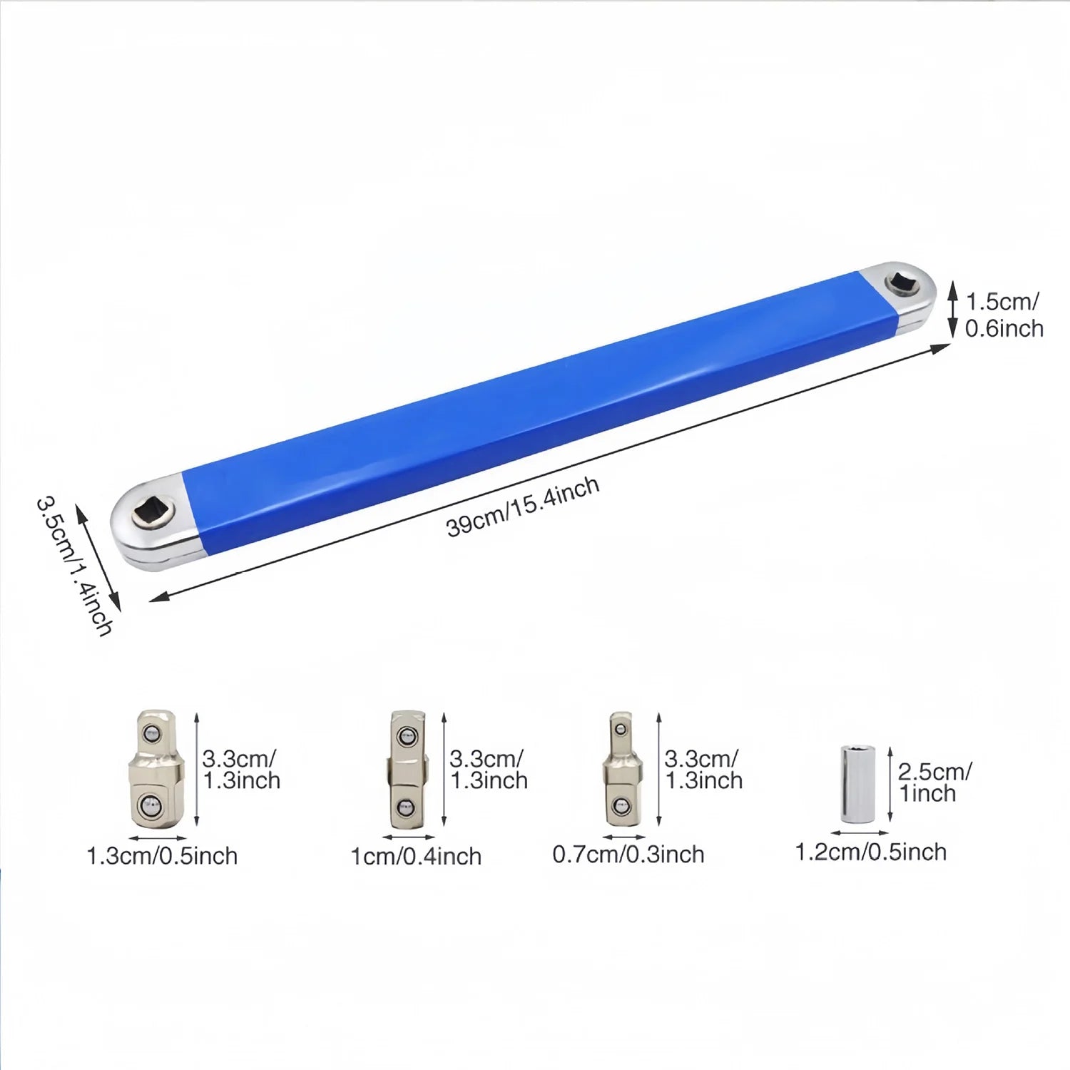 Extension Ratchet Wrench 15-inch Extension Wrench 3/8" Offset Impact-Ready Socket Wrench Tools Versatile Square Drive Adapters