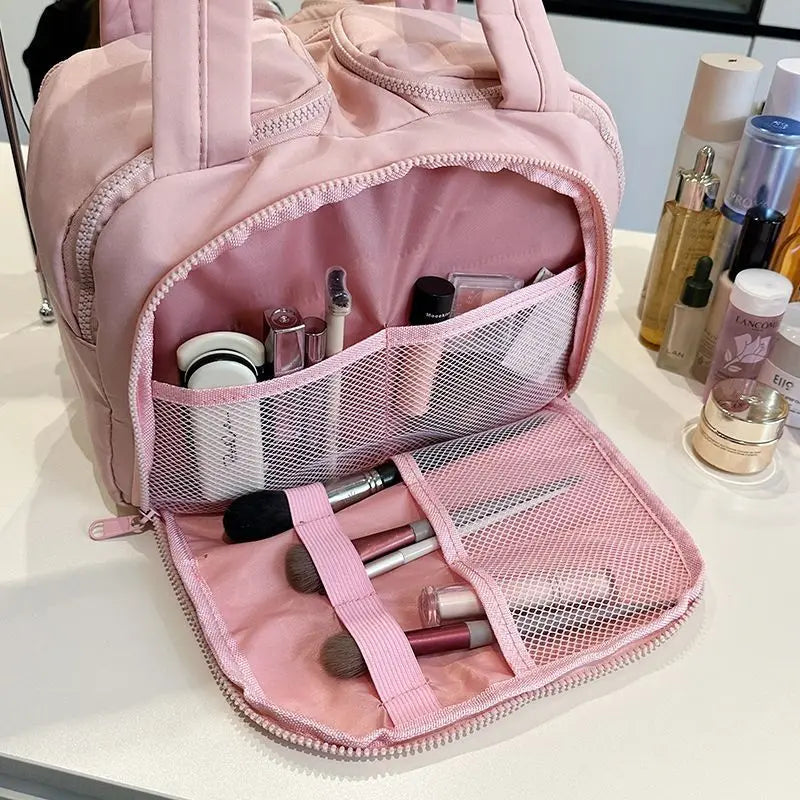 Large Capacity Portable Makeup Bag Travel Cosmetic Storage Waterproof Multi-layer Organizer High Aesthetic Value Handheld