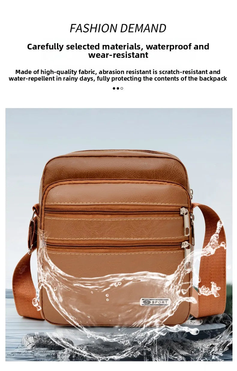 Simplified Soft Leather Crossbody Bag Fashionable Single Shoulder Bag Men's New Model Outdoor Travel Large Capacity Backpack