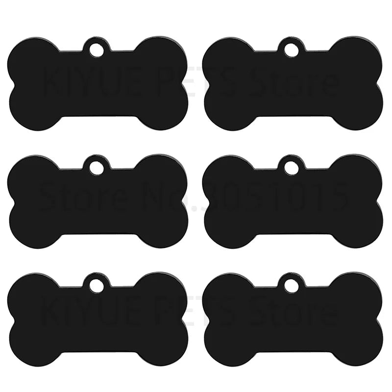 Stainless Steel 20Pcs Bone Dog ID Tag Keychain Engraved Pet ID  Personalized Collar Tags Pendant Keyring Bone Pet Accessories