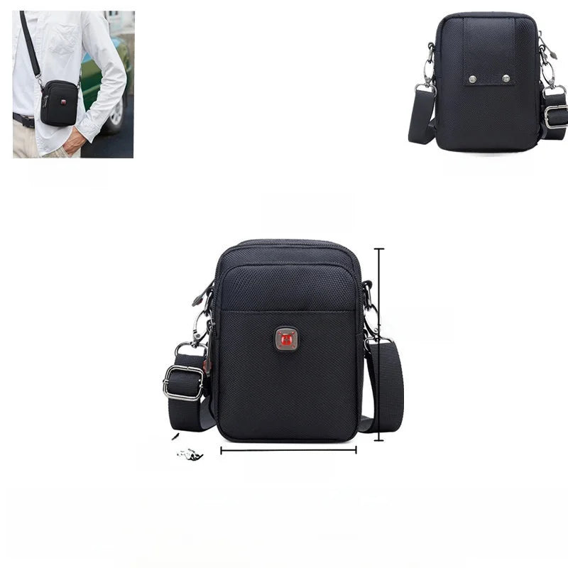 Large Capacity Oxford Cloth Military Knife Crossbody Bag for Men Commuting Work Bag Outdoor Waist Bag Bucket Shape Zipper Clo...