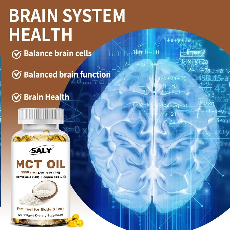 Mct Oil 3600 Mg C8 C10 Capsules Ketogenic Fuel , Clarity, Brain & Body, Fat Burning, Weight Management, Non-gmo Coconut