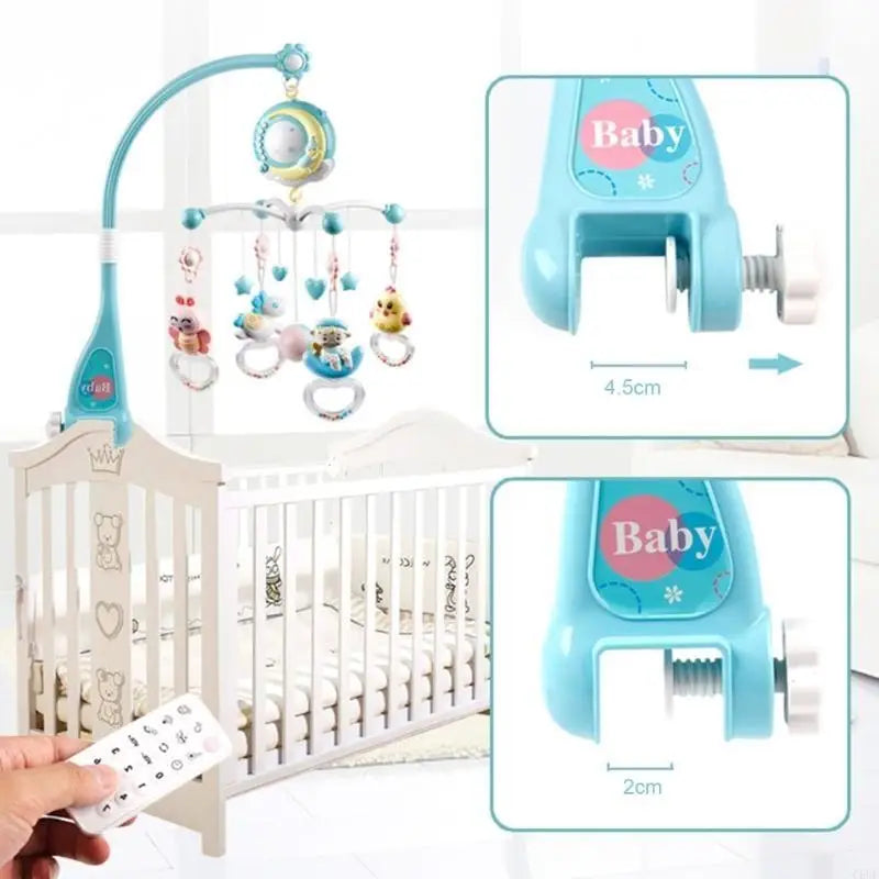 Hanging Rotating Rattles Music Box Musical Crib Mobile for Boy Girl 0-24 Month