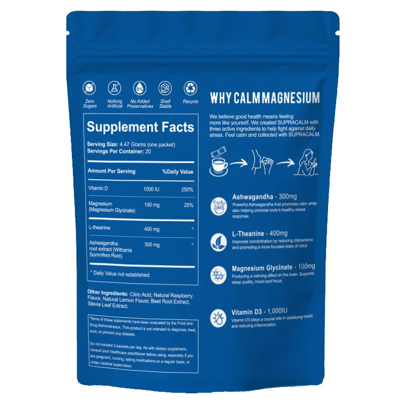 Powdered Drink Mix Electrolyte Vitamin Supplement for Relaxation - Soothe Mind Relieve Anxiety Promote Muscle Recovery