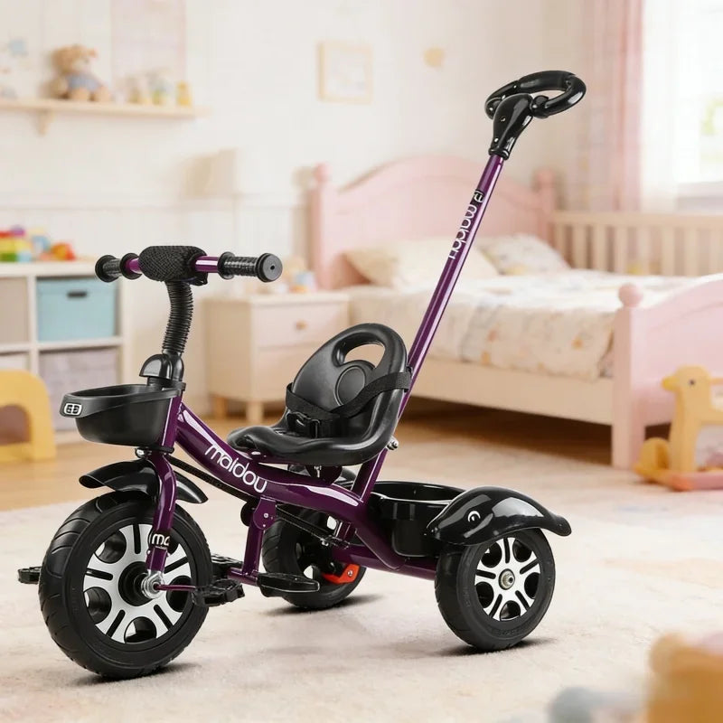 Multifunctional Three Wheeled Baby Balance Bike Lightweight Children Bicycle Hand Push Stroller for Baby Outdoor Riding Use
