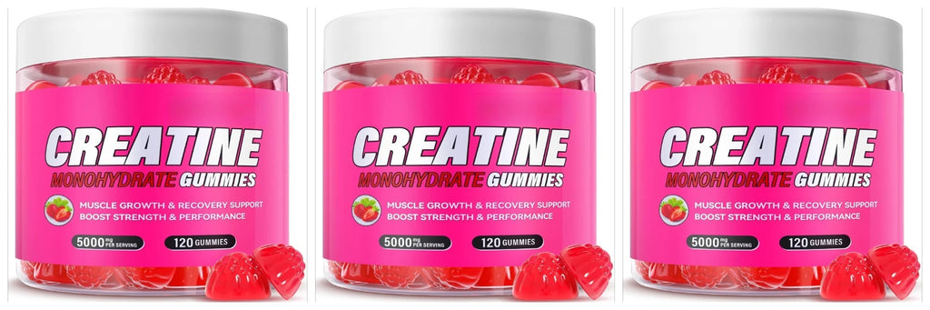 120 Count Creatine Monohydrate Gummies 5000mg Strawberry Flavor Support Muscle Growth and Post Exercise Recovery 0g Sugar Vegan