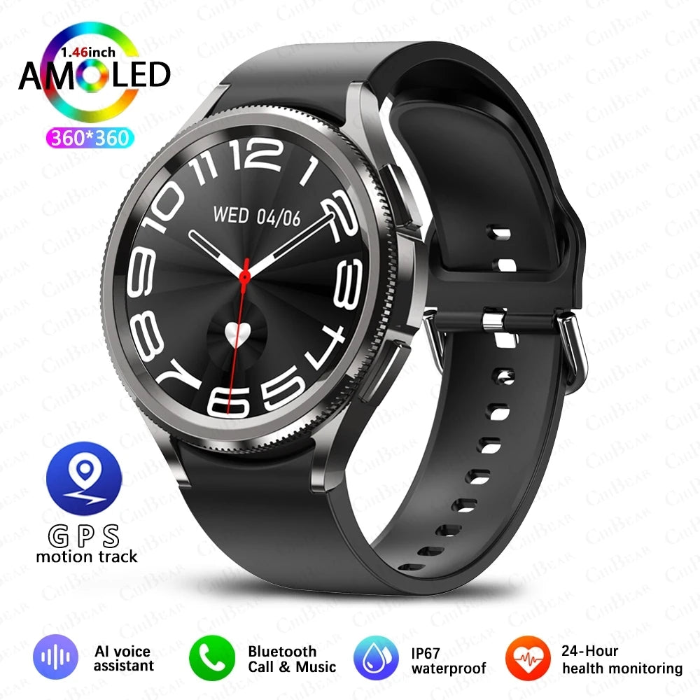 2025 New Watch 6 Smart Watch Men 1.46 inch GPS Sports Fitness Tracker Custom Dial Clock Heart Rate BT Calling SmartWatch Women
