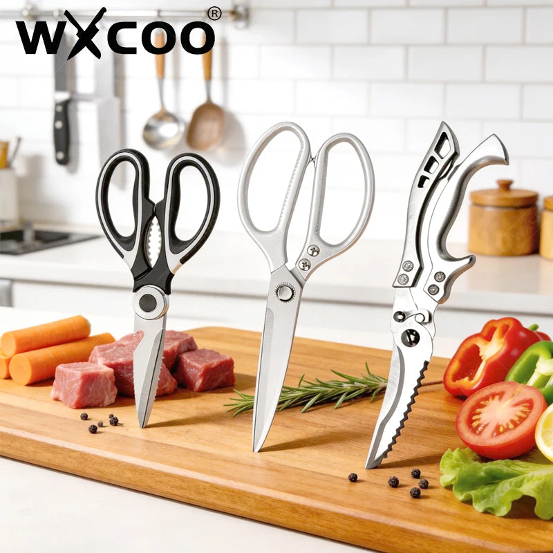 WXCOO Chicken Bone Scissors Stainless Steel Cutting Knife Kitchen Scissors Multifunctional Food Scissors Slicing Fish Meat Knife