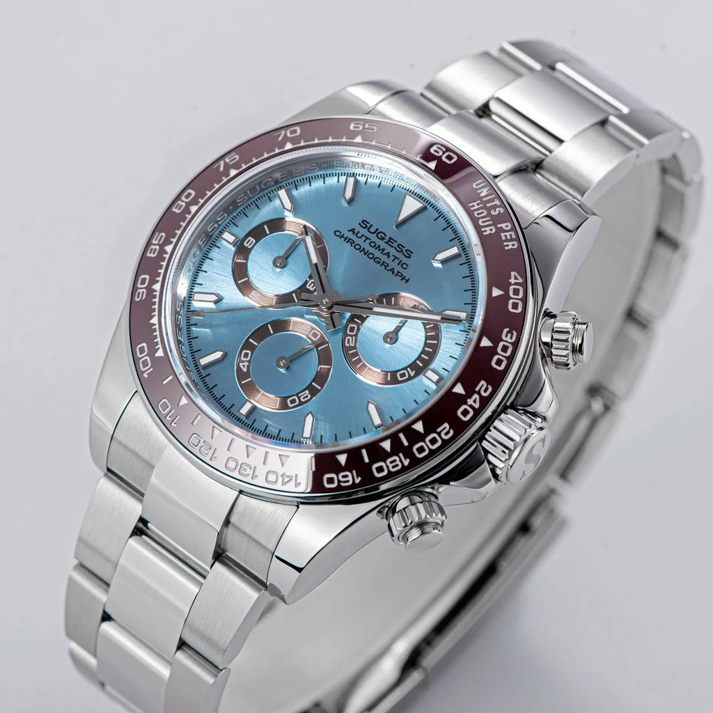 Sugess Diving Mens Watch Panda Automatic Mechanical Chronograph Peacock SL4801 Movement Wristwatch Waterproof Ceramic Bezel New