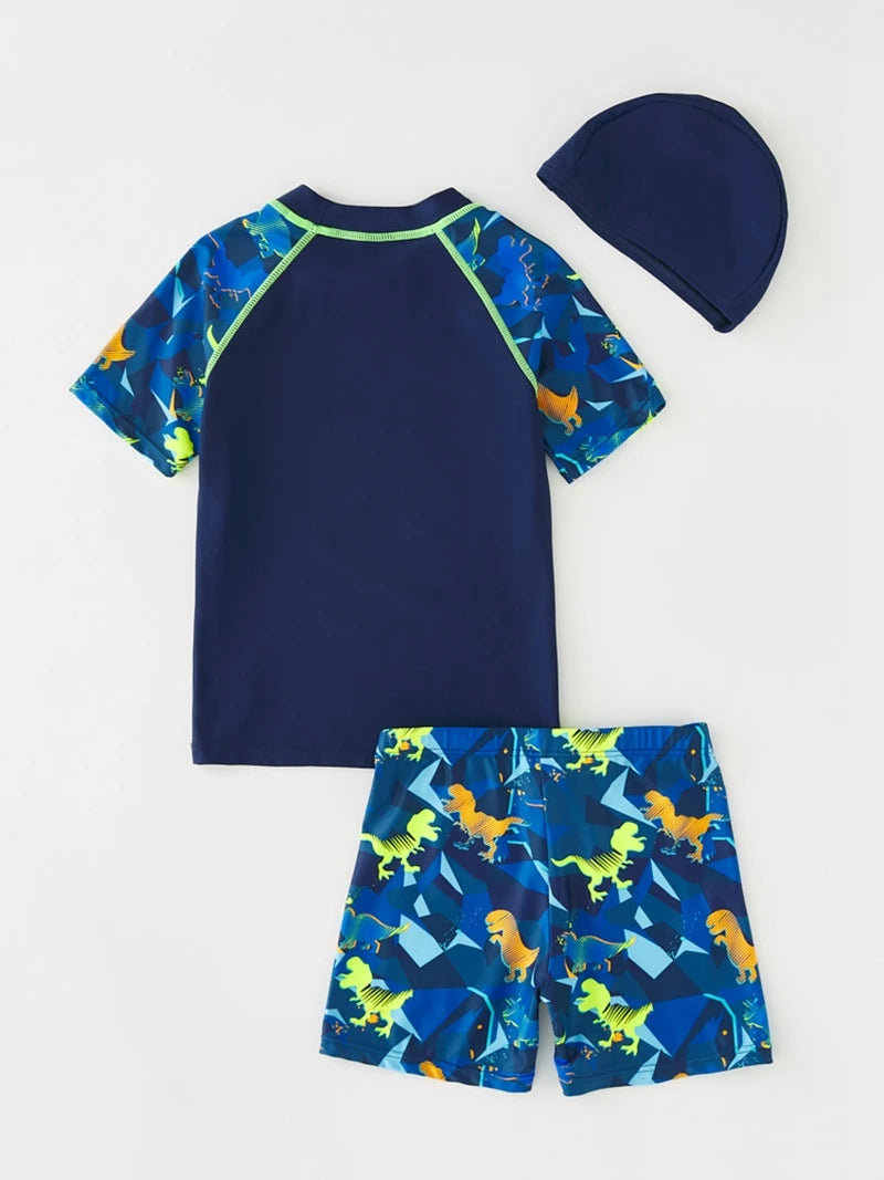 Children's Swimsuit Orange Long Sleeve Rash Guard Kids UPF50 UV Protection Boy's Beach Clothes Shark Swimming Bathing Suit Kids