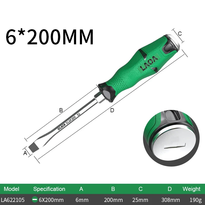 1pcs LAOA Magnetic Screwdriver Phillips Slotted Screwdrivers Set Hardness 58HRC Alloy Steel with Tap Knock Function