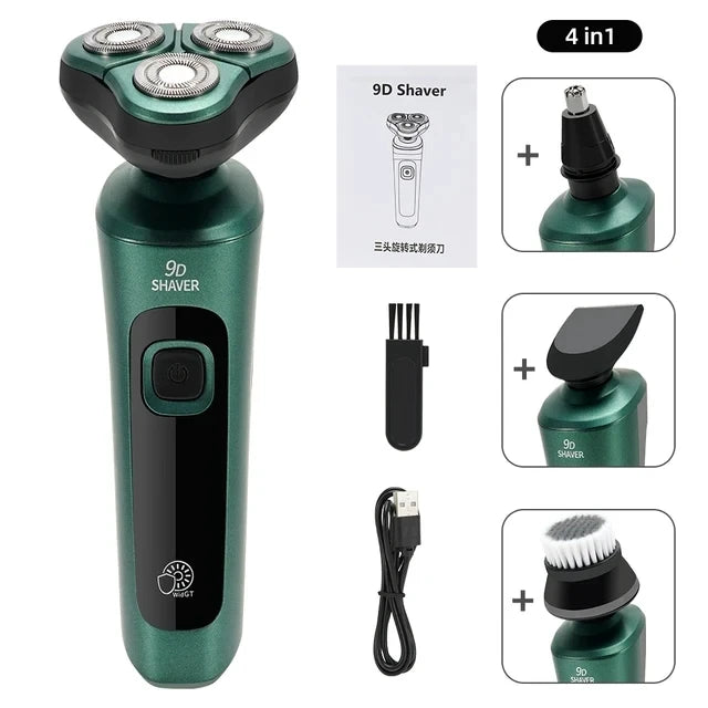 Smart Electric Shaver with LCD Display – 3D Floating Triple Head Razor, USB Rechargeable & Waterproof for Shaving Beard Trimming