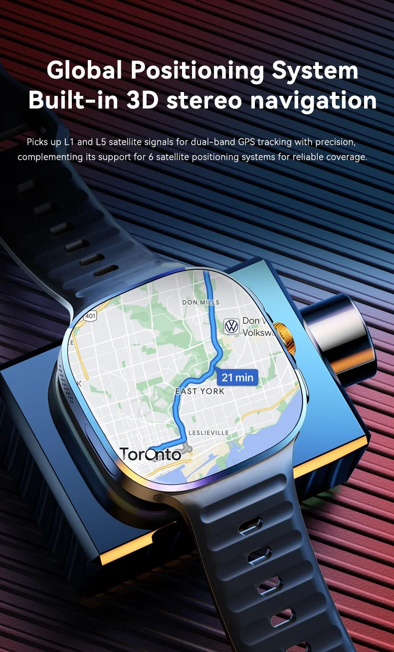 Original M99 Smartwatch with 2.4 Inch AMOLED Screen 4G/5G SIM Card Slot GPS WiFi 190° Rotating Camera Android 10.0 Gaming Watch