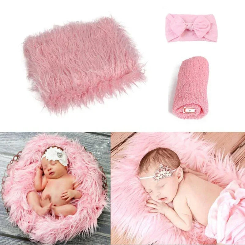 3PCS Newborn Baby Photography Props Blanket Wraps Set Photo Mat Blanket for Baby Boys and Girls Long Ripple Wrap  Fotografia