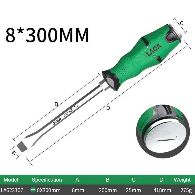 1pcs LAOA Magnetic Screwdriver Phillips Slotted Screwdrivers Set Hardness 58HRC Alloy Steel with Tap Knock Function