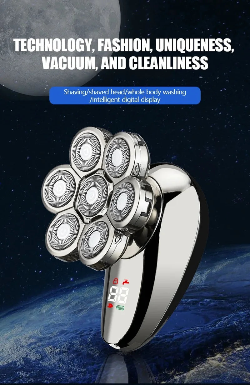 5 In 1 Electric Shaver For Men Bald Head Hair Clipper Nose Trimmer 7D Floating Blade Head Shaving Beard Knife Rechargeable Razor