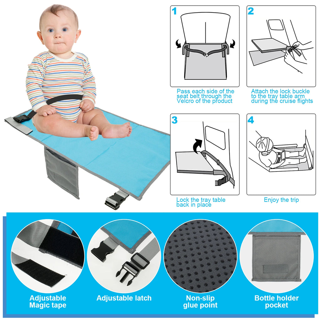 Toddler Airplane Bed, Kids Airplane Seat Extender Travel Bed, Kids Airplane Travel Essentials, Baby Portable Plane Bed Foot Rest