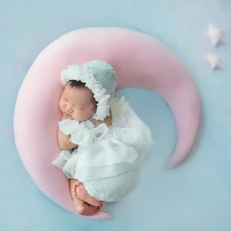 Baby Photography Props Newborn Posing Pillow Cute Baby Hat Colorful Beans Moon Stars Photo Shooting Set For Infant Newborn Gift