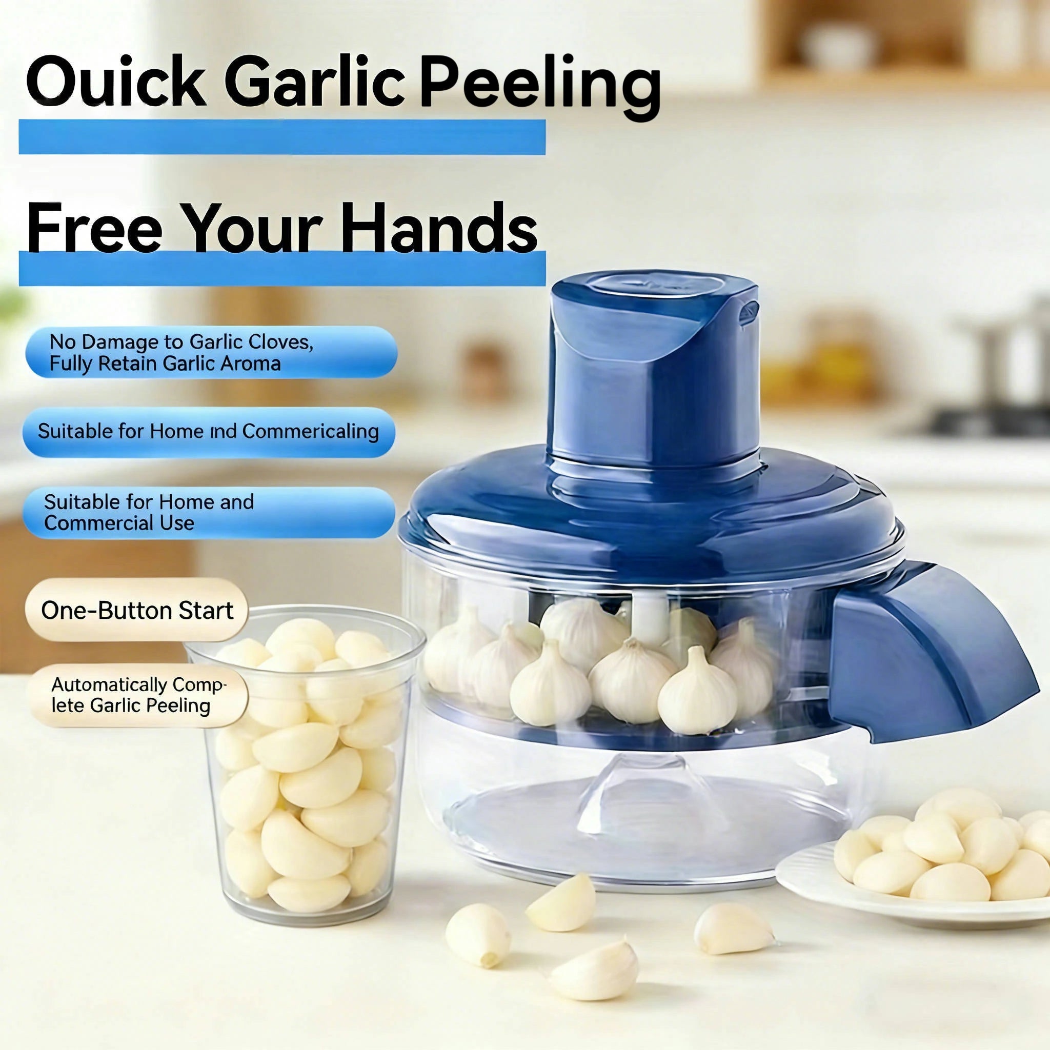 Upgrade 2-in-1 Automatic Grape Peeler Machine, Electric Garlic and Cherry Tomato Peeler, Cordless Fruit Skin Remover for Small P