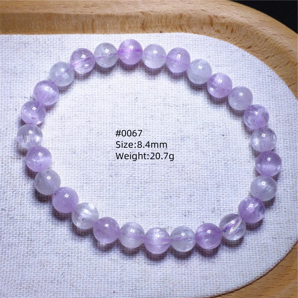 Natural Purple Kunzite Clear Round Beads Bracelet Jewelry Women Men Colorful Kunzite Bracelet Cat Eye Women Men AAAAAA