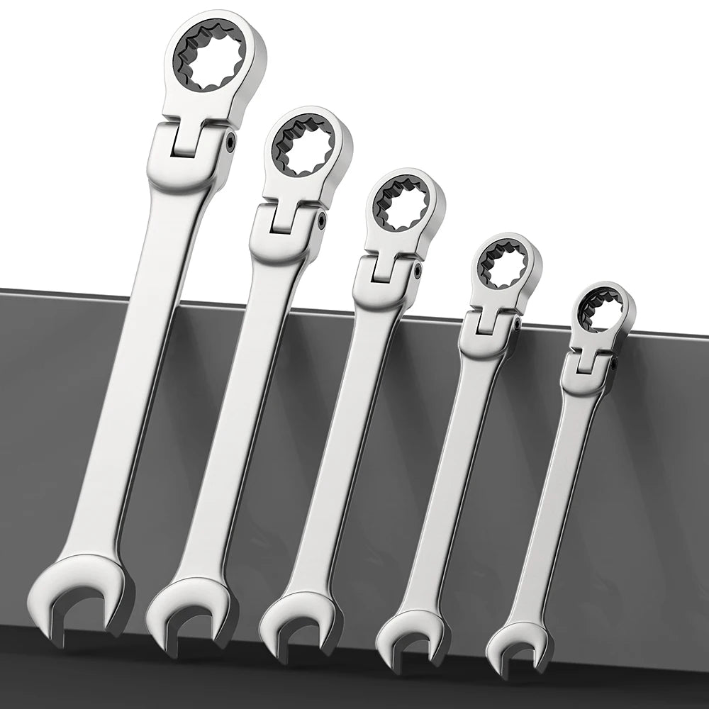 Ratcheting Wrench Set Metric and Standard 12-Point Box End Combination Spanner Gear Wrench Garage Tool Set,CR-V Full Polished