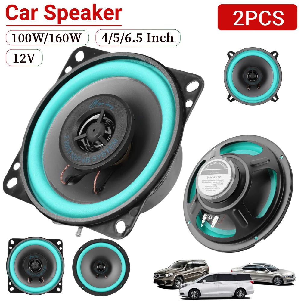 4/5/6.5 Inch Universal Car Speaker 100W/160W HiFi Coaxial Subwoofer 12V Full Range Speaker Sensitivity 92dB Car Subwoofer Stereo