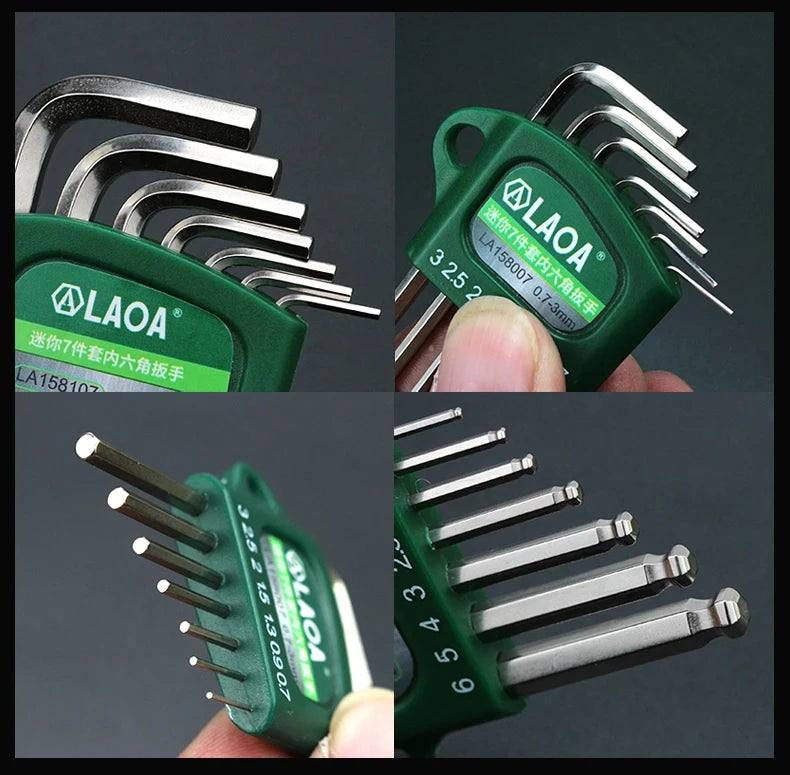 LAOA Mini 7-piece allen wrench hexagonal hexagonal screwdriver set 0.7/0.9/1.3/1.5/2/2.5/ 3mm wrench Allen key