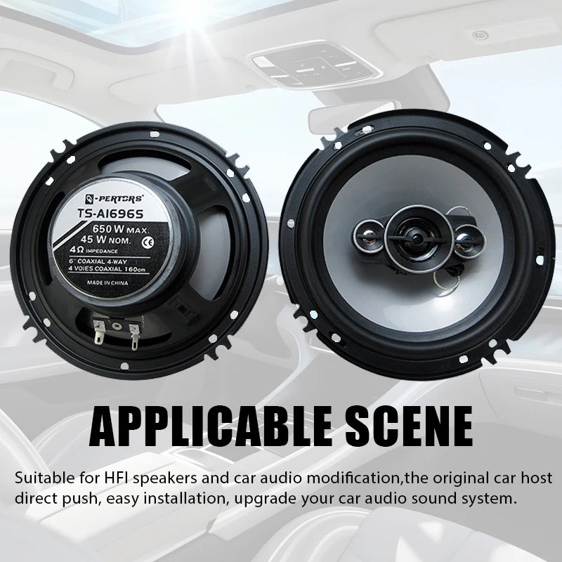 2PCS 6 Inch HiFi Coaxial Subwoofer 1300W (2*650W) Car Automotive Audio Music Stereo 12V Full Range Frequency Car Speaker Woofer