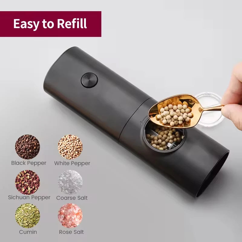 1PC/2PCS Electric Automatic Pepper Grinder Set Salt And Pepper Mill Adjustable Coarseness Spice Grinder for Kitchen