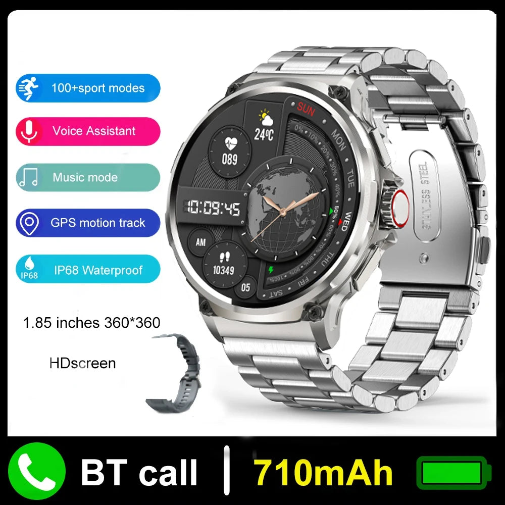 2025 New V69 1.85  Inch HD Bluetooth Call 710mAh Smart Watch Men Sports Fitness Tracker Heart Monitor Smartwatch For Android IOS