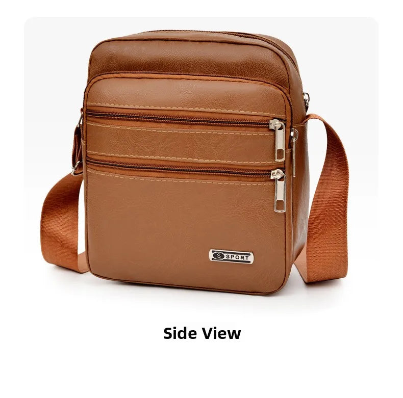Simplified Soft Leather Crossbody Bag Fashionable Single Shoulder Bag Men's New Model Outdoor Travel Large Capacity Backpack