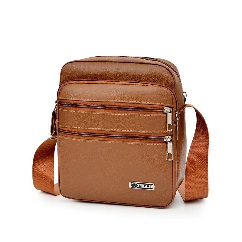 Simplified Soft Leather Crossbody Bag Fashionable Single Shoulder Bag Men's New Model Outdoor Travel Large Capacity Backpack