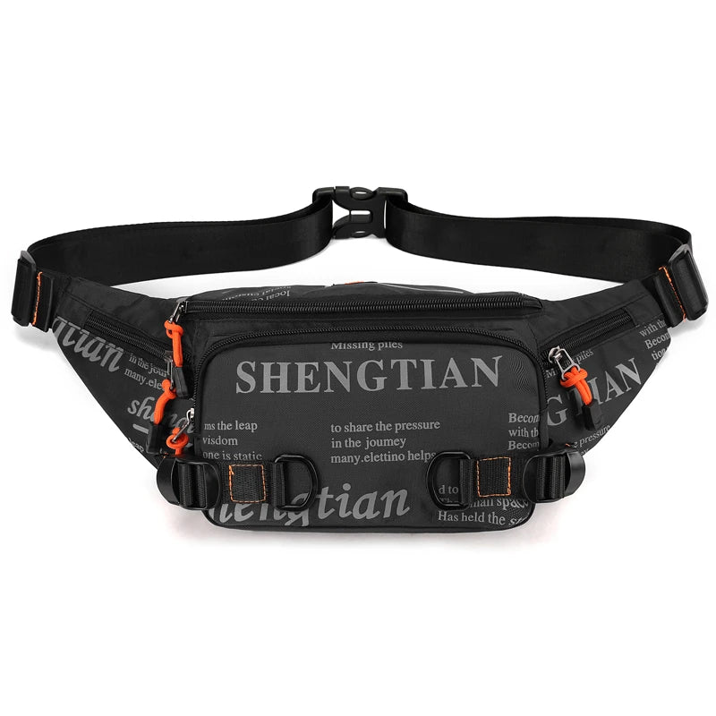 Summer Large Capacity Waterproof Nylon Sports Crossbody Bag for Men Casual Outdoor Leisure Mobile Phone Bag Trendy Sports Wai...