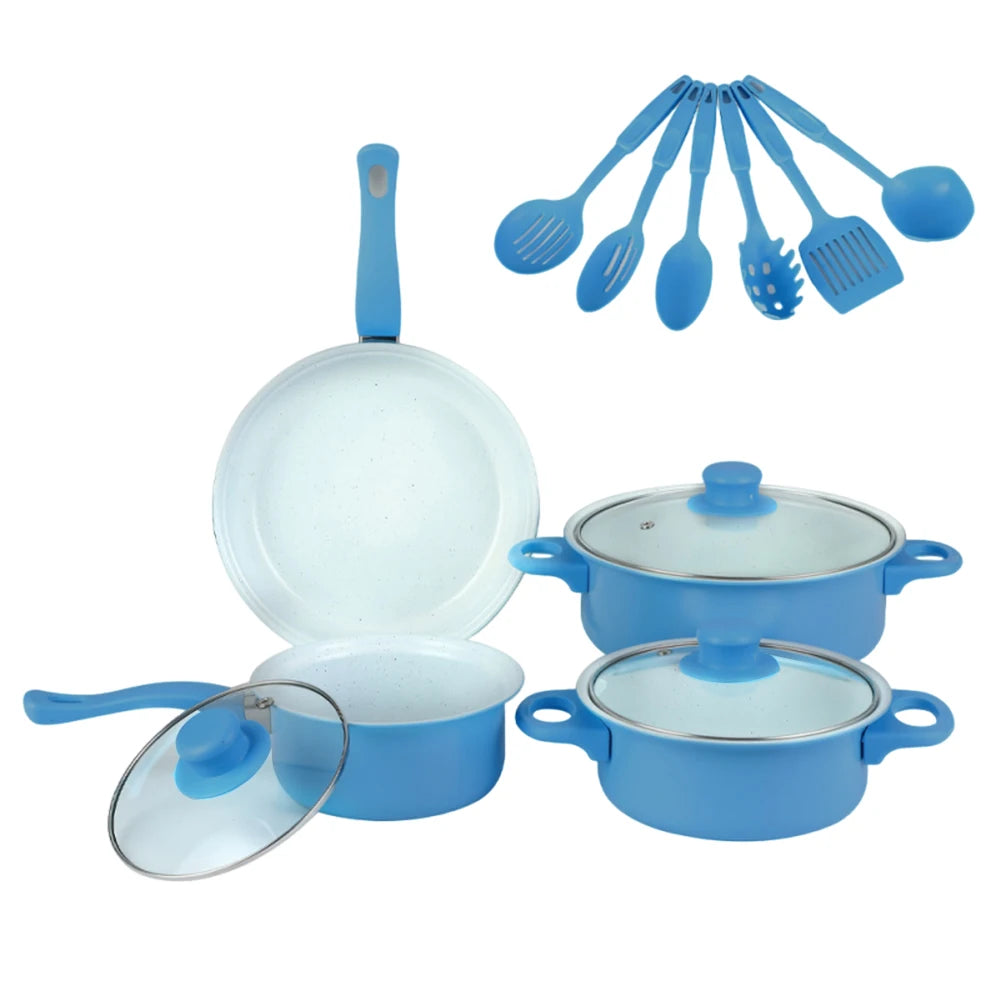 12-Piece Luxury Non-Stick Cookware Set Frying pan Casserole Dish Wok Skillet Versatile Stylish Durable Outdoor Set for All Types