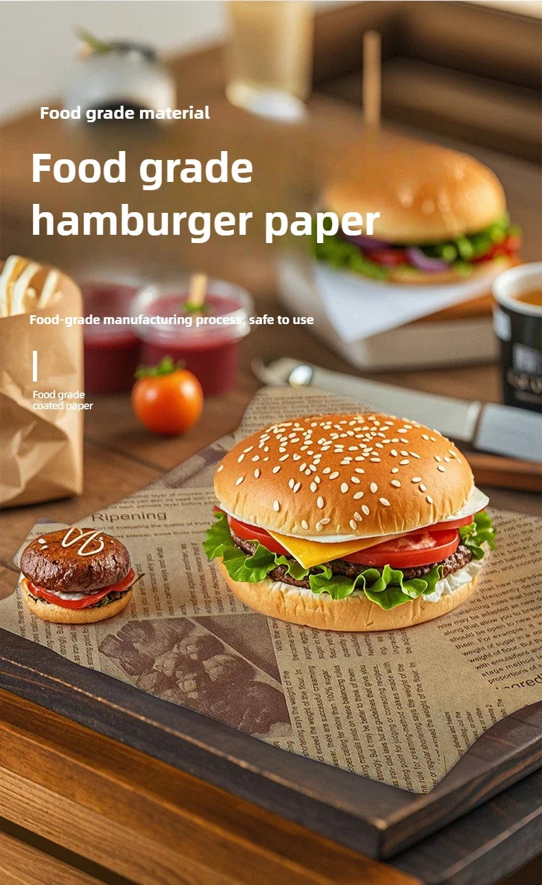 100/1000 Pcs Oil-Proof Paper for Wrapping Burger Bread Fried Food Sandwich Packaging Fryer Air Baking Paper Plate  Accessories