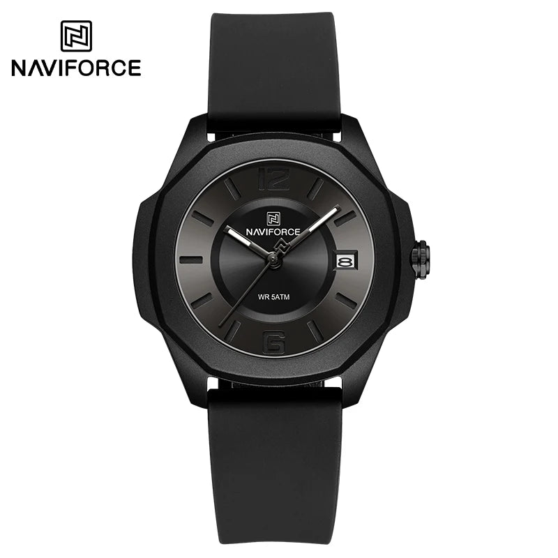 NAVIFORCE Sports Casual Watches for Woman Soft Silicone Strap Classic Fashion 30m Waterproof Date Display Ladies Gift Wristwatch