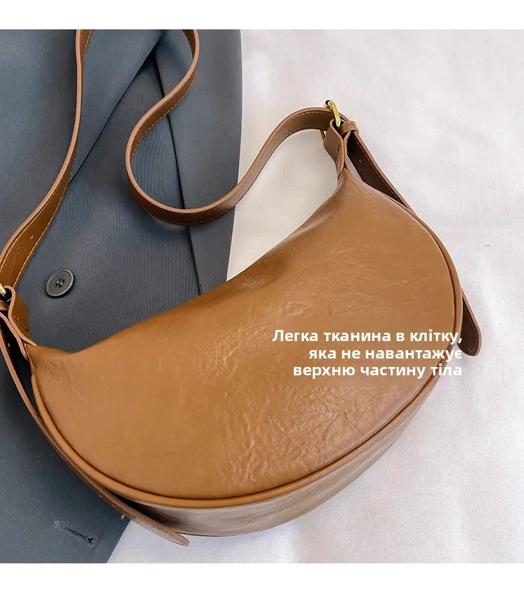 Retro Versatile Women's Shoulder Bag Simple Fashionable New Style Matching Dumpling Shape Crossbody Bag Trendy High-End Feeling