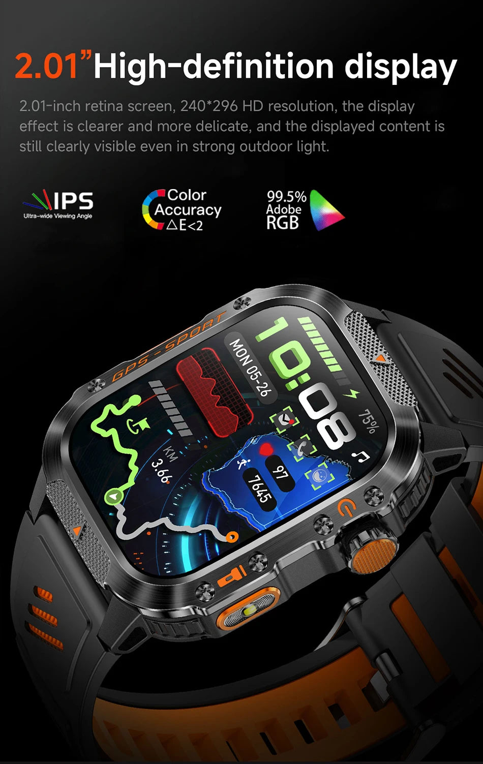 2025 New Dual-Frequency Satellite GPS Sports Smart Watch Compass Barometer Bluetooth Call 10ATM Waterproof Swim Smart Bracelet