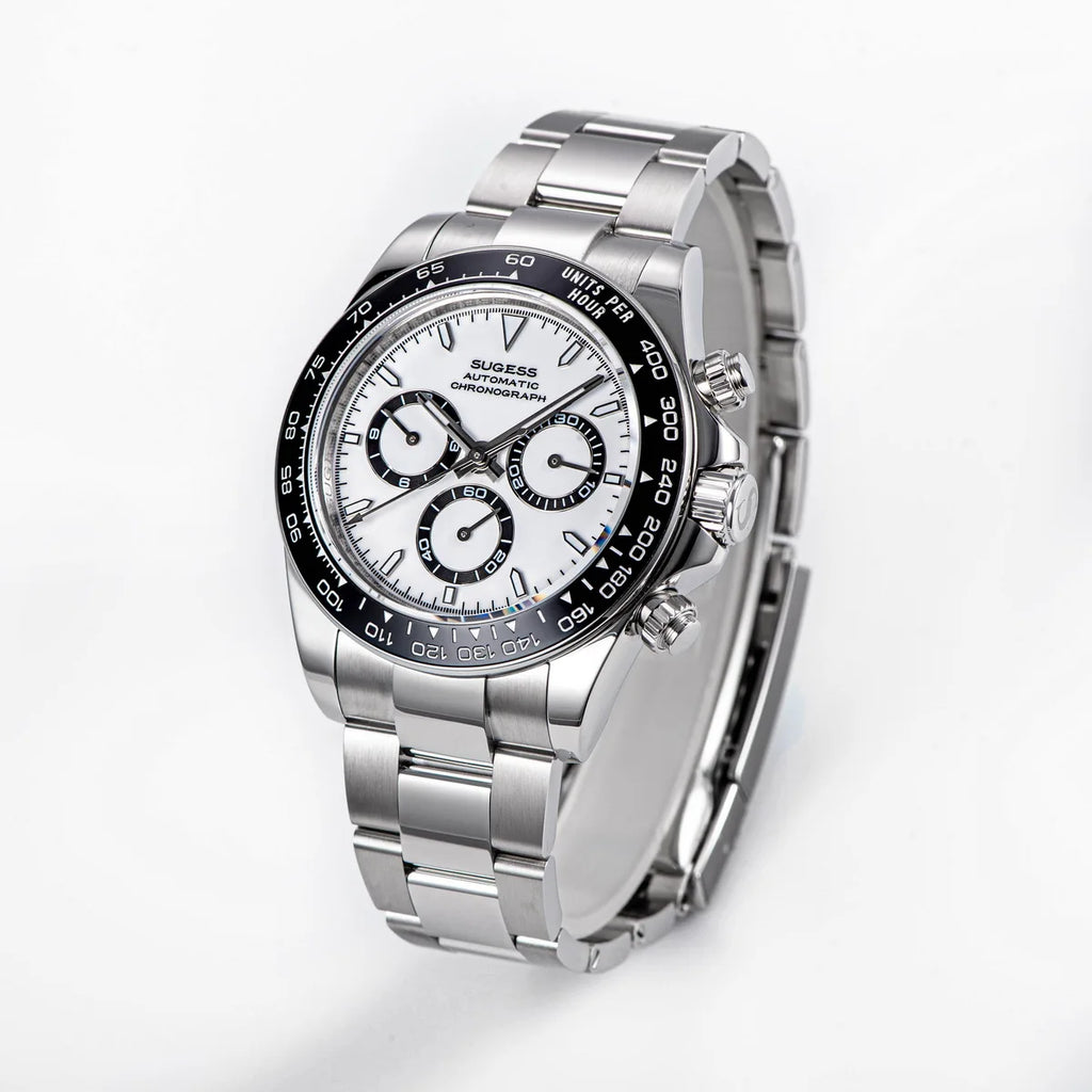 Sugess Diving Mens Watch Panda Automatic Mechanical Chronograph Peacock SL4801 Movement Wristwatch Waterproof Ceramic Bezel New