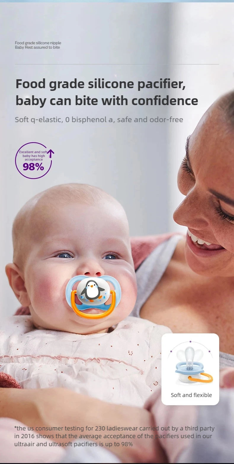 PHILIPS AVENT Silicone Nipple Pacifier Baby Toddler Soothe Kids Newborn Baby Silicone Teething Pacifier Orthodontic Nipples Baby