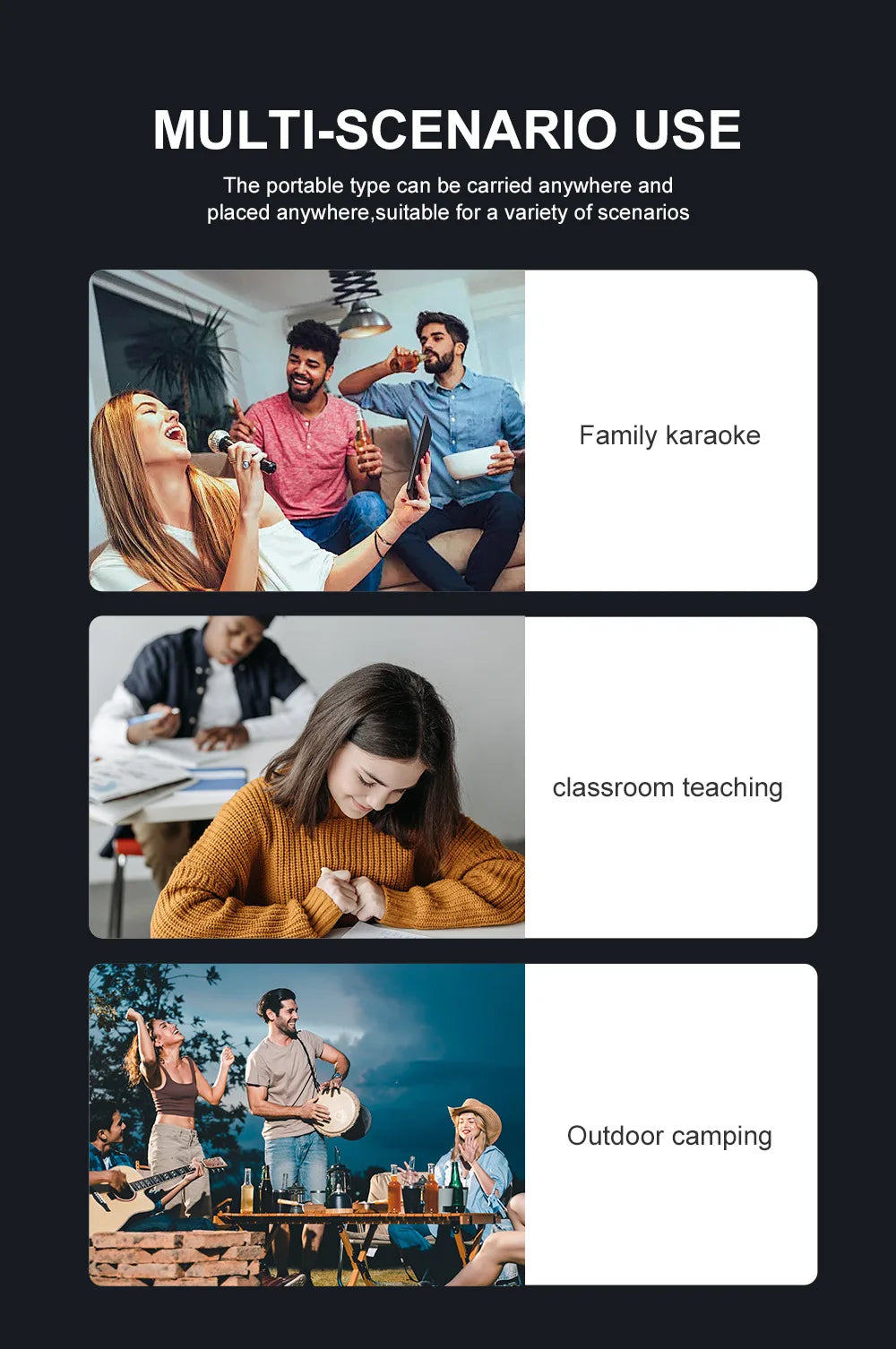 #20W Powerful Wireless Portable Dual Microphones Bluetooth Speaker Hifi Stereo Family Party Karaoke Subwoofer Boombox gifts 2026