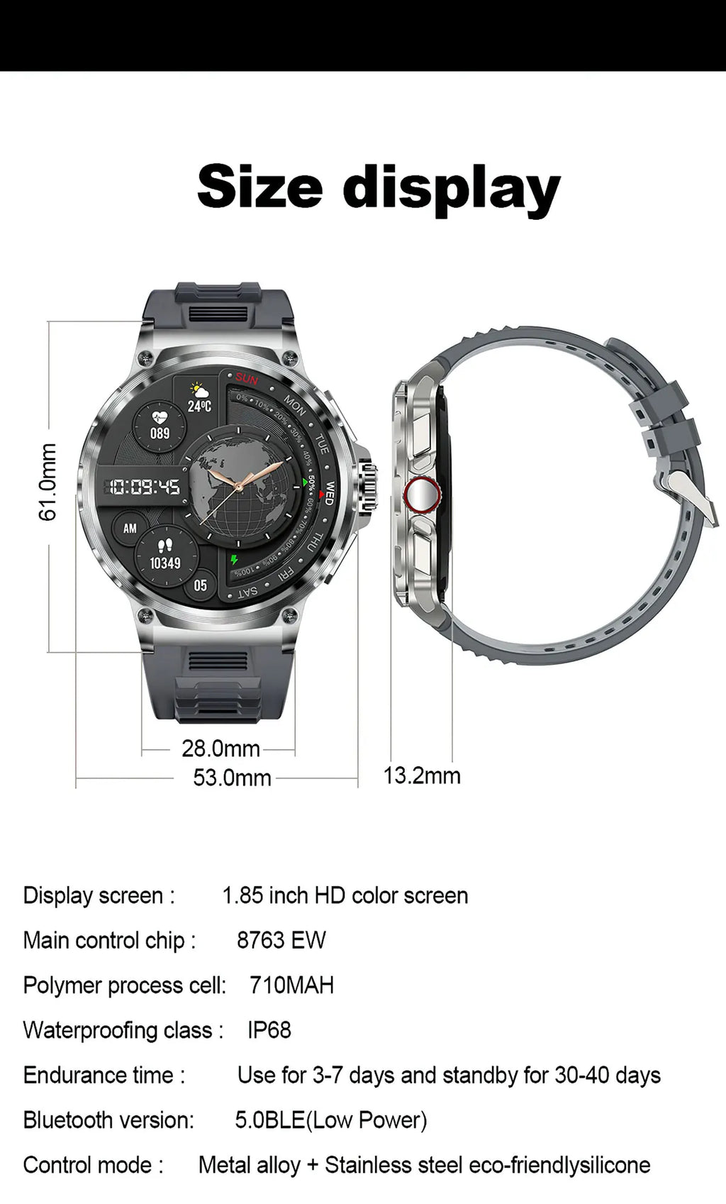 2025 New V69 1.85  Inch HD Bluetooth Call 710mAh Smart Watch Men Sports Fitness Tracker Heart Monitor Smartwatch For Android IOS