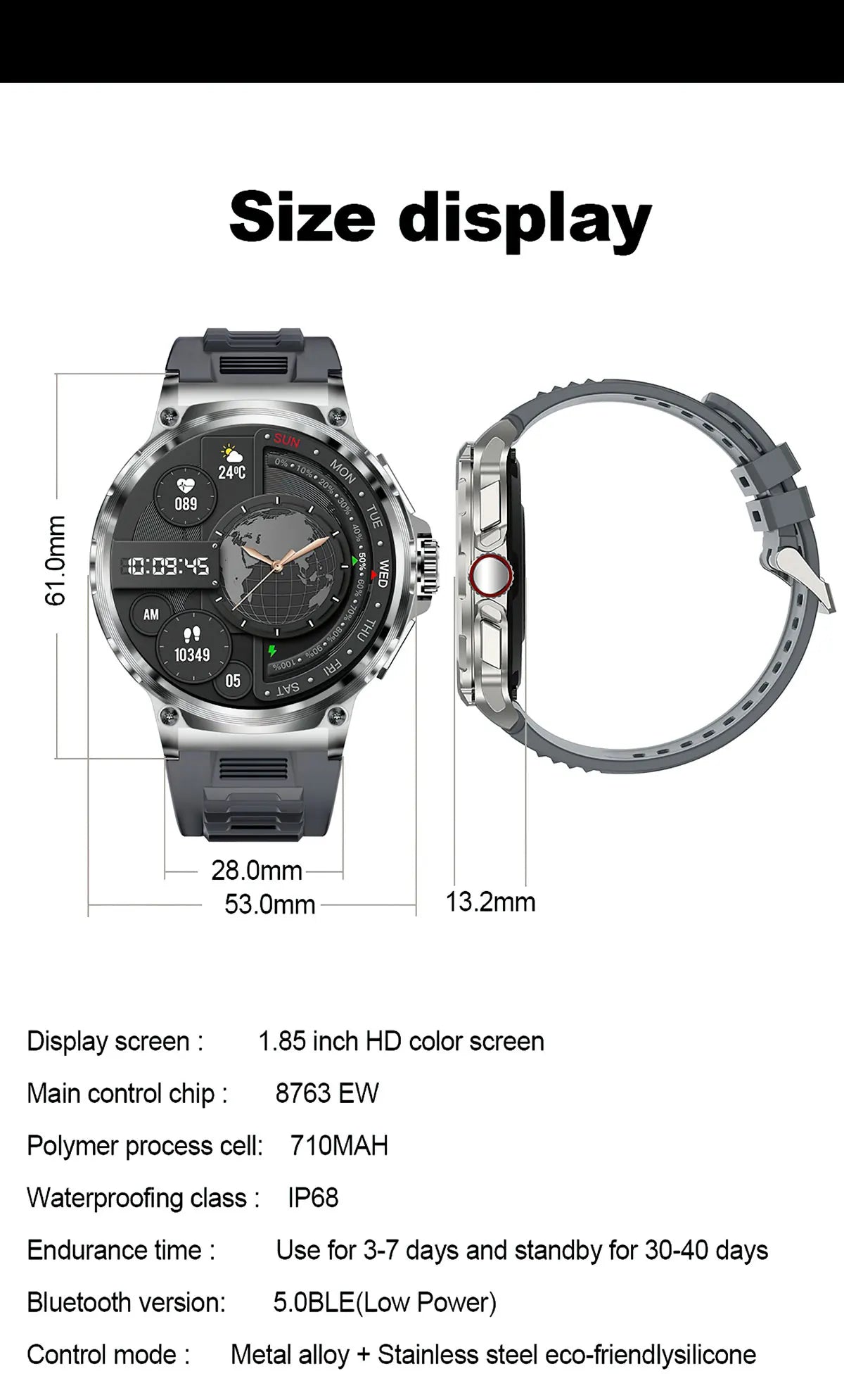 2025 New V69 1.85  Inch HD Bluetooth Call 710mAh Smart Watch Men Sports Fitness Tracker Heart Monitor Smartwatch For Android IOS