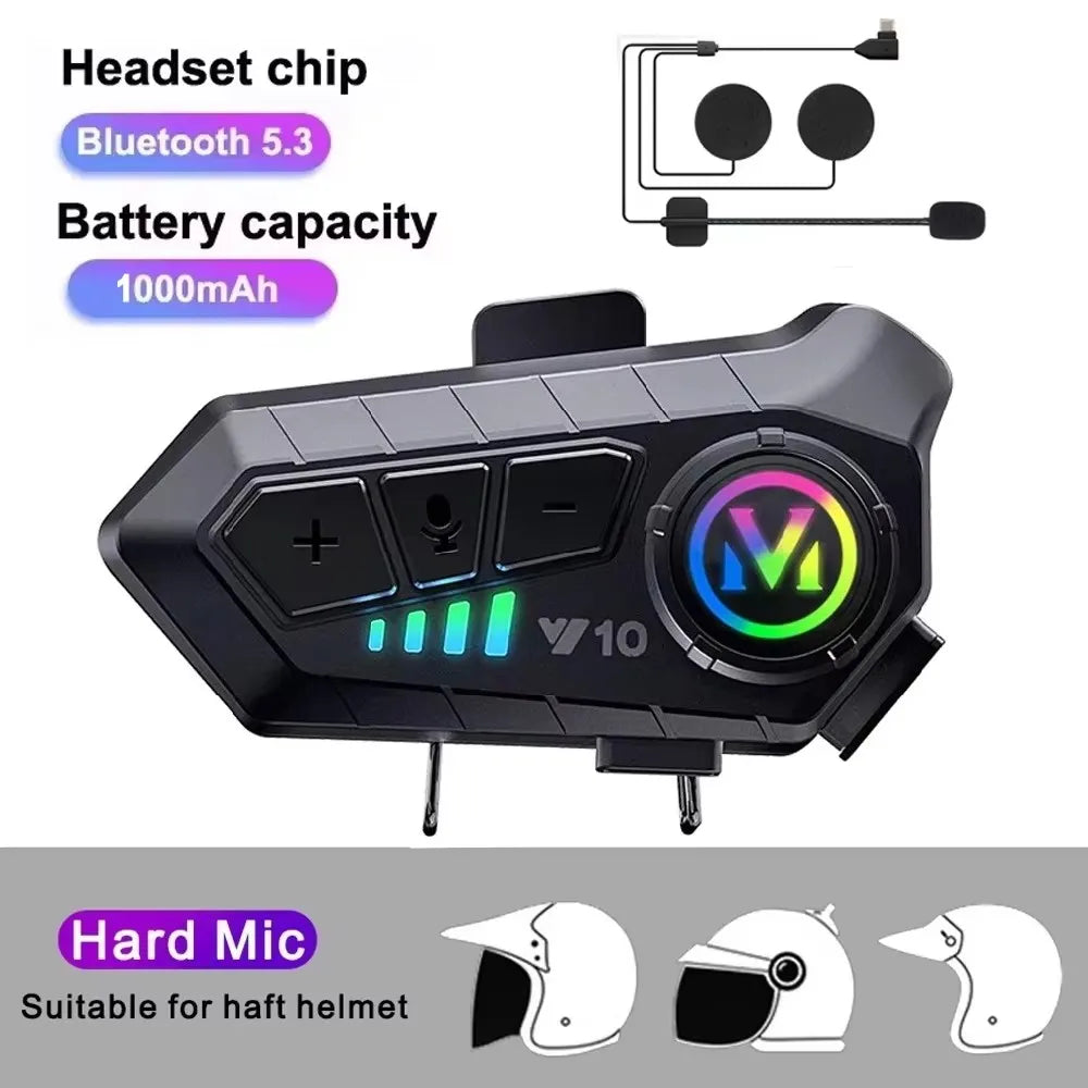 Bluetooth Motorcycle Helmet Headset Wireless IPX6 Waterproof Noice Reduction Earphone Super Long Standby HandsFree Headphone