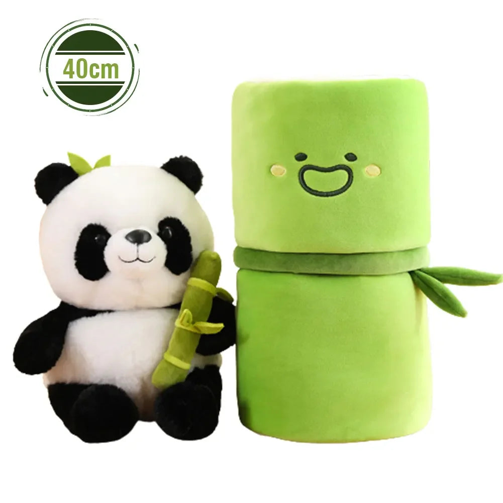 Cute Chinese Panda Doll with Removable Bamboo Tube PP Cotton Pillow Soft Plush Doll Girls Toy Children's Christmas Gifts Present