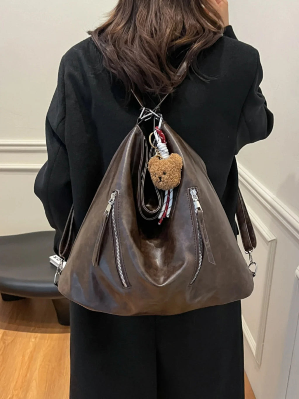 Retro Three-Use Large Capacity Commuter Tote Bag 2025 New Style Single Shoulder Backpack Crossbody Bag for Work Leisure