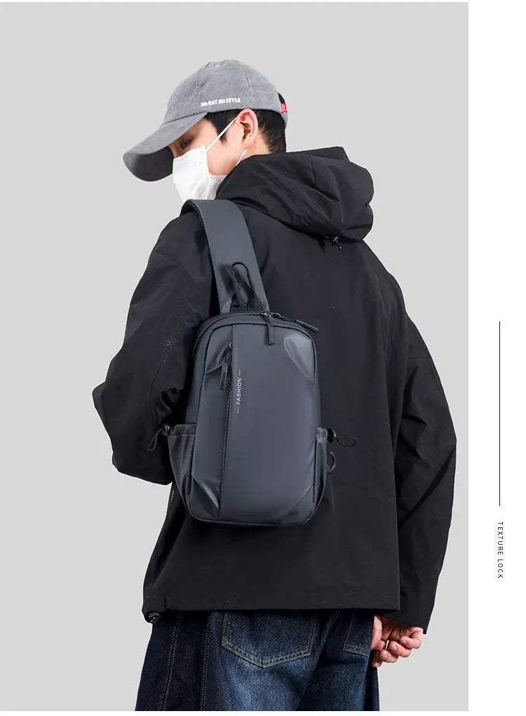 Large Capacity Fashion Waterproof Men's Crossbody Bag Travel Casual Ladies Single Shoulder Slant Bag Korean Style Chest Bag