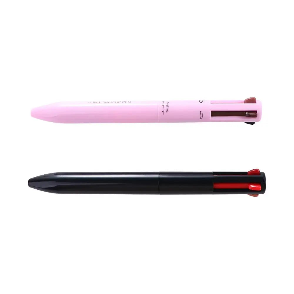 Two multi-color makeup pens, one pink and one black, with multiple tips on white background